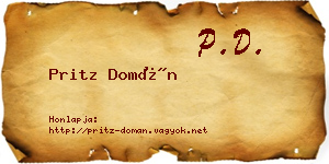Pritz Domán névjegykártya